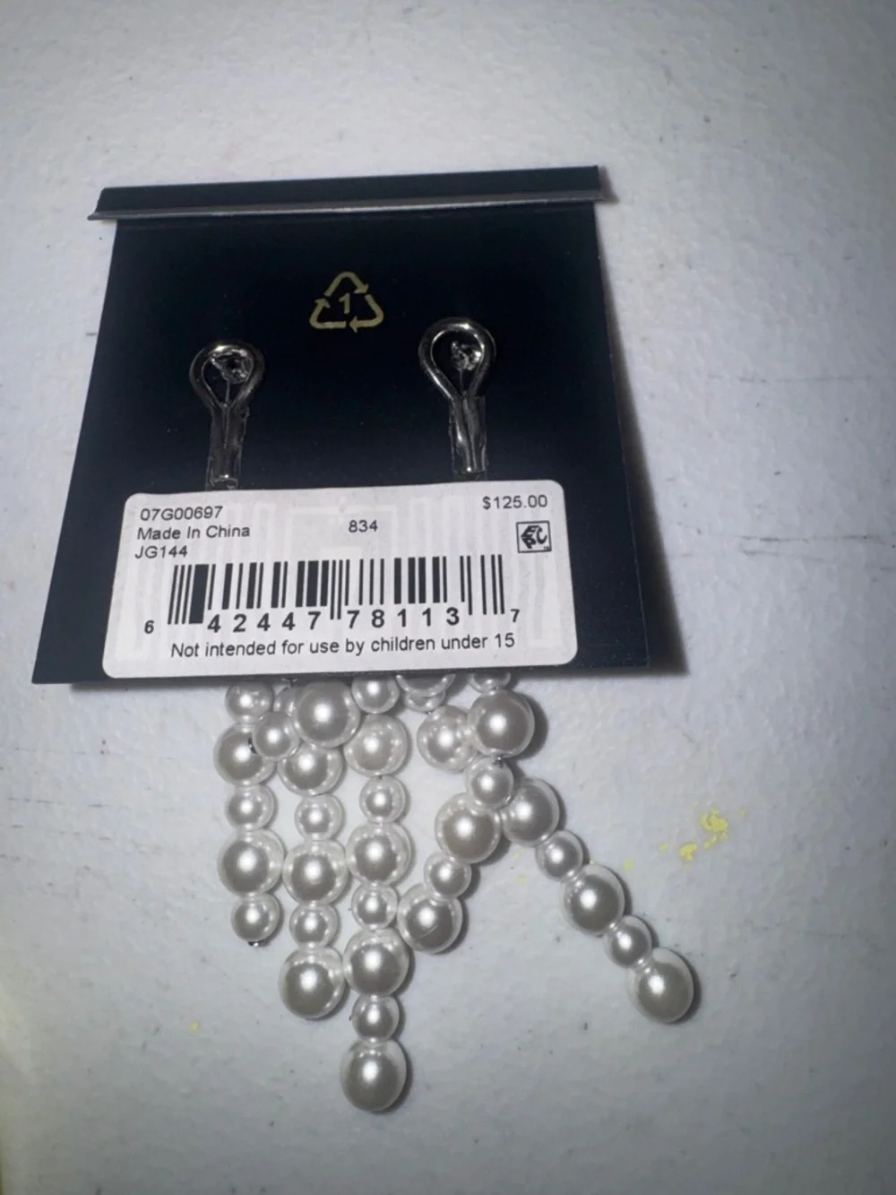Givenchy Crystal Cluster Drop Earrings with White Pearl Tassels